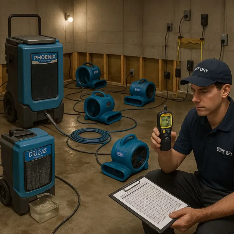 Structural Drying and Dehumidification process in Waterboro, ME